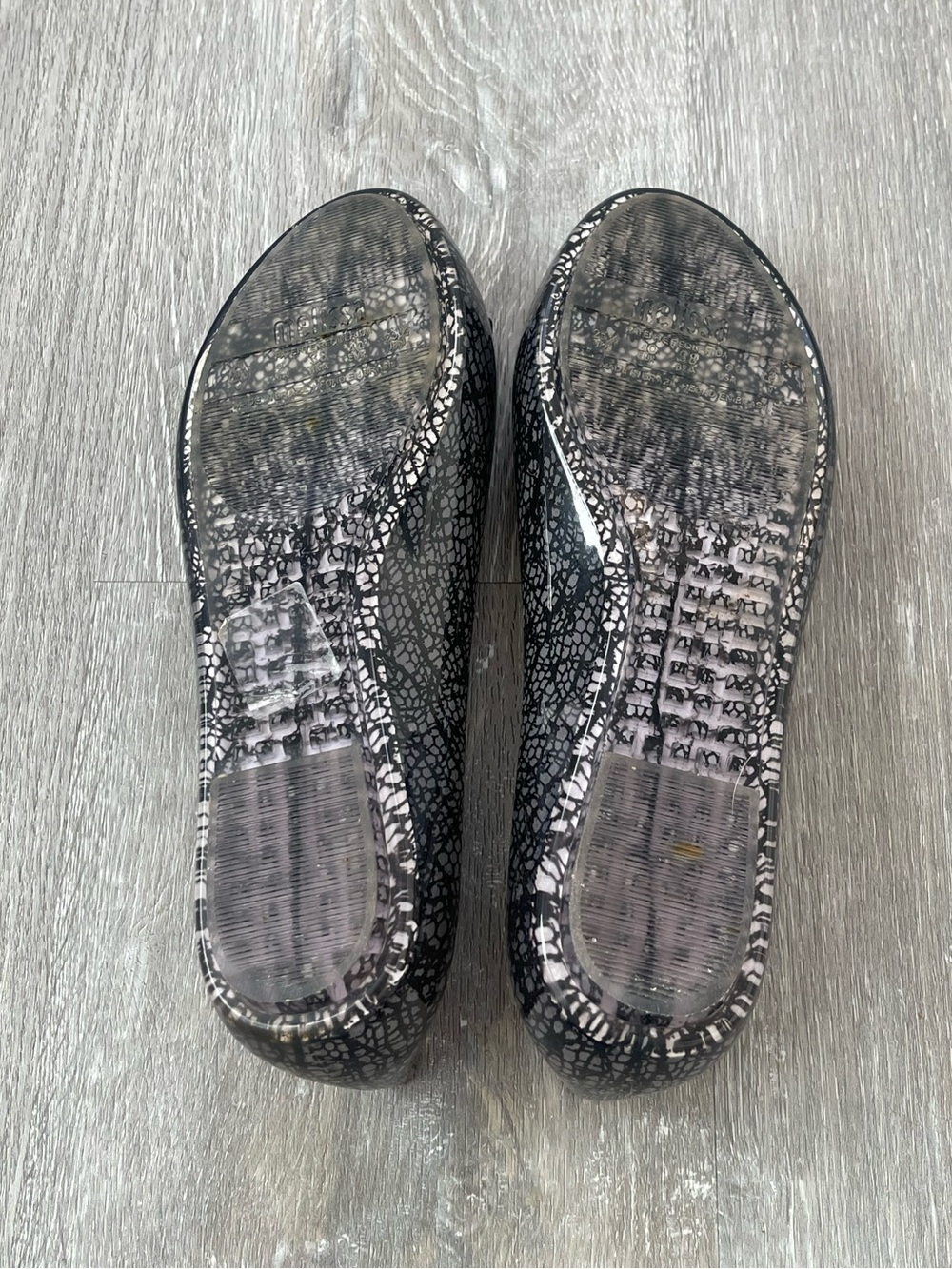 Melissa + Jason Wu Black Lace Print Jelly Flats Size 9 - Picture 5 of 6